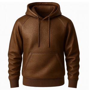 Veste à capuche en cuir pour homme, personnalisable, mode, chaude, hiver, décontractée, manches longues, streetwear, vêtements d'extérieur - Product Image 1