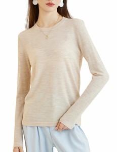 Suéter de Punto Premium ODM para Mujer, Color Marrón Sólido, Manga Larga, Cuello Redondo, Corte Regular, Antipilling, para Todas las Temporadas, Estilo Minimalista - Product Image 2