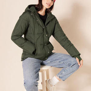 Chaqueta Acolchada para Mujer, con Capucha, para Invierno, Manga Larga, Color Sólido, Relleno de Poliéster, Cierre de Cremallera, Largo Regular - Product Image 2