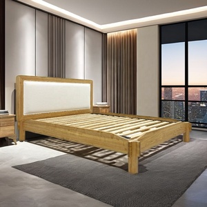 Cadre de lit en bois massif fabriqué au Vietnam en gros OEM avec tête de lit rembourrée Lit en bois d'hévéa Assemblage sans outil quantité minimale de commande flexible - Product Image 5