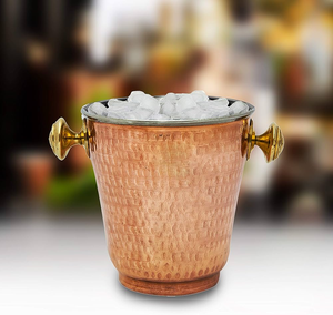 100% Copper Wine Cooler Ice Bucket with Ice Tong Double <b>Rose</b> Gold Color Copper Ice Buckets <b>Top</b> Price - Product Image 3