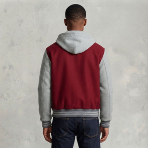 High Demand Custom Chenille Embroidery Men Hooded Varsity <b>Jackets</b> Leather Sleeves Streetwear <b>Winter</b> Men's Varsity <b>Jackets</b> - Product Image 2
