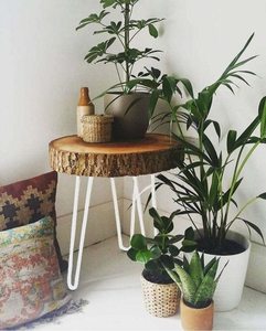 <b>Wood</b> <b>Slice</b> Side Table Hairpin Leg Bedside Coffee Table Modern Handmade Tabletop Installation Furniture for Living Room Bedroom - Product Image 1