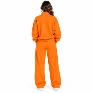 Ensemble de survêtement pour femmes en gros, deux pièces : sweat à capuche à manches longues avec demi-fermeture éclair et pantalon de jogging, vêtements de sport pour la gym et le fitness - Product Image 2