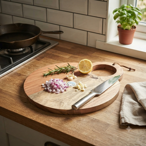 Planche à fromage ronde en bois d'acacia avec poignée, plateau de service en bois, planche à découper pour la cuisine, la maison, le restaurant, vente en gros - Product Image 4