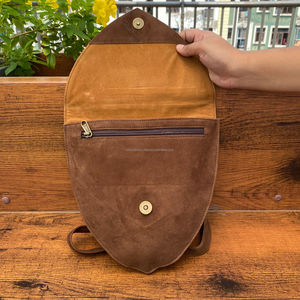 กระเป๋าหนังนิ่มแท้สีน้ำตาลเข้มทำด้วยมือสไตล์โบฮีเมียนสำหรับผู้หญิงกระเป๋าถือแบบปรับสายได้สไตล์วินเทจ - Product Image 5