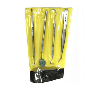 Ensemble d'instruments chirurgicaux dentaires 4 pièces en acier inoxydable, outils de diagnostic et d'examen, sonde dentaire et miroir buccal manuel - Product Image 5