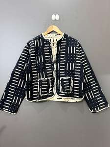 แจ็คเก็ตบอมเบอร์ผ้าฝ้ายพิมพ์ลายบล็อกสไตล์อินเดียโบฮีเมียน งานปักมือ  รักษ์โลก สำหรับผู้หญิง รุ่นใหม่ล่าสุด - Product Image 2