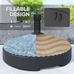 Base per Ombrellone da Esterno Rotonda, Resistente, Capacità 51 libbre (23 kg) con 62 libbre (28 kg) di carico a pieno, Riempibile con Acqua - Product Image 4