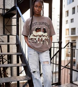 T-shirt unisexe oversize délavé style vintage streetwear - Product Image 4