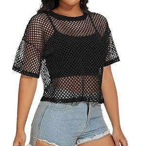 Plain Black Color Mesh Sheer Crop <b>Top</b> Sexy Fitness T-Shirt Hot Fashion Neck <b>Top</b> Yoga Gym Regular Fit Mesh Shirts Breathable - Product Image 2