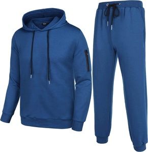Ensembles de survêtements amples 2 pièces personnalisés en coton épais avec veste zippée et pantalon de jogging - Product Image 1