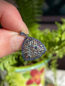 Colgante moderno de zafiro multicolor con corte de diamante Tingle, plata de ley 925 / elegante regalo para ella - Product Image 3