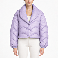 Blouson matelassé pour femme, col montant, fermeture éclair, blocs de couleur, manches raglan, manteau d'hiver chaud, design personnalisé