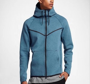 Tech Fleece Zip Up Hoodie Mens Chevron Funnel Neck Bonded Knit Hooded Sweatshirt Jacket Athleisure 4 Colors OEM Bulk - Product Image 1