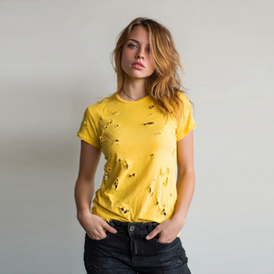 Nueva Moda: Camisetas Desgastadas para Mujer con Hombros Descubiertos, Camiseta Ligera de Verano para Dama - Product Image 2