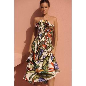 Robe longue imprimée sexy à épaules dénudées et dos nu pour femme, broderie naturelle faite à la main, coupe ample et décontractée, haute qualité toutes saisons - Product Image 3