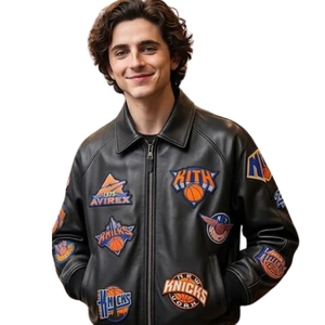 Kith x Avirex New York <b>Leather</b> Bomber <b>Jacket</b> Multi-Patch New York Knicks Wholesale premium genuine top-grain cowhide <b>leather</b> - Product Image 2