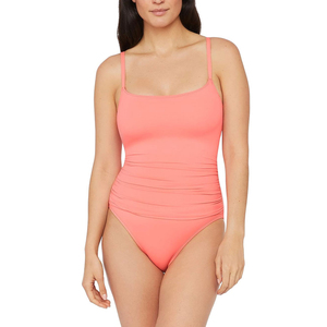 Ladies One Piece Swimming Suit Ribbed Swimwear Soft Stretch Bathing Costume Round Neck Beach Pool Wear Quick Dry Summer - Product Image 1