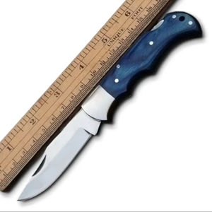 Cuchillo Táctico Plegable EDC de Acero Inoxidable para Camping y Caza al Aire Libre, Mango Personalizable de Madera Pakka, Bajo MOQ, ¡Gran Venta! - Product Image 1