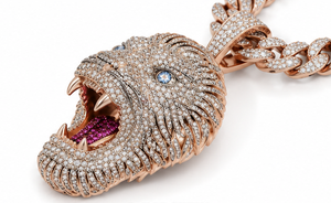 Collar con Colgante de Cabeza de León de Plata de Ley 925 con Moissanita, Cadena de Caja, Chapado en Oro y Rodio, Joyería Hip Hop para Regalo de Fiesta - Product Image 4