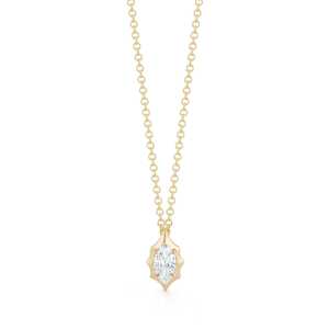 จี้เพชรทรงมาร์คีส์ทองคำแท้ 14K 18K เพชรเพาะเลี้ยง พร้อมสร้อยคอแบบปรับได้ สไตล์คลาสสิก เหมาะสำหรับใส่ทุกวัน - Product Image 1