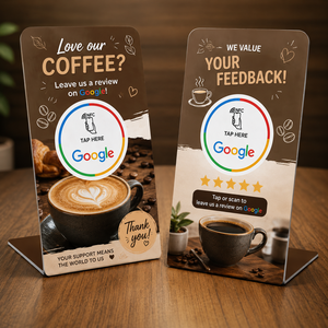 Carte de commentaires client intelligente avec code QR, mini-étiquette NFC NTAG213 13,56 MHz en PVC personnalisée OEM ODM pour les restaurants et les entreprises - Product Image 1