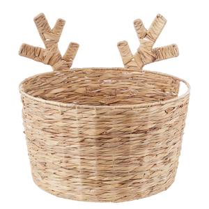 Panier en jacinthe d'eau avec accents en forme d'oreilles de cerf, panier de rangement fait main, vente en gros, écologique, fabriqué au Vietnam - Product Image 5