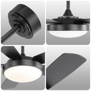 Ventilatore da soffitto LED nero da 42 pollici con luce LED da 22W e telecomando, pale in MDF, motore DC reversibile - Product Image 3