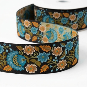 Ruban Jacquard Floral Multicolore 50mm en Gros, Anti-rétrécissement, 100% Polyester, Bordure Brodé Tissé pour Sarees et Cadeaux - Product Image 3