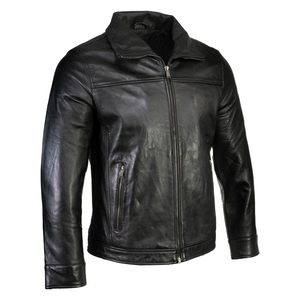 High Quality <b>Zip</b> <b>up</b> Leather <b>Jacket</b> for Men 100% Genuine Black Leather <b>Jacket</b> with Side Pockets Warm <b>jacket</b> for men - Product Image 3