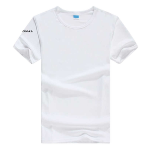 Men's <b>White</b> Cotton T-Shirt Short Sleeve O-Neck Regular Fit Casual Blank Design Knitted Fabric Left Sleeve Logo - Product Image 1