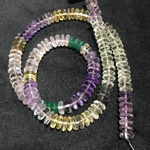 Cuentas de Piedra Rondelle Sueltas Semibrillantes 100% Naturales Certificadas IGI de 7mm, Grado AAA, Multifuego, Gemas Vivaaz Jaipur - Product Image 1