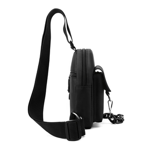 Sac banane unisexe en cuir vintage personnalisé tendance 2026 avec sangle chaîne et fermeture éclair, noir, pour usage quotidien décontracté - Product Image 3