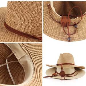 Chapeau de cowboy en paille naturelle fait main sur mesure, qualité supérieure, protection solaire estivale pour hommes et femmes, idéal pour les activités de plein air. - Product Image 2