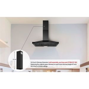 Cappa aspirante da parete nera da 36 pollici in acciaio inossidabile nero per cucina - Product Image 4