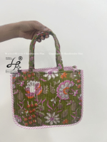 Sac à main mini matelassé à imprimé floral pour femme avec fermeture éclair intérieure, poignée robuste, sac à bandoulière, sac à main artisanal écologique pour femme