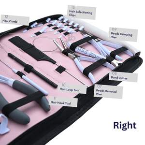 Kit d'accessoires pour extensions de cheveux Microlink avec pince à sertir pour micro-anneaux, rasoir à cheveux, aiguilles à coudre courbées, pinces à boucles - Product Image 4