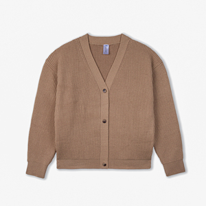 Suéter Cárdigan de Punto Acrílico para Mujer, Cuello en V, Color Sólido, Botones al Frente, Logotipo Personalizado, Fabricante OEM ODM, Venta al Por Mayor de Fábrica - Product Image 3