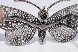 Broche de Mariposa Vintage Chapado en Oro de 14k con Diamantes de Moissanita y Plata 925, Certificado GRA, 17.30CT, Regalo Único para Mujer - Product Image 5