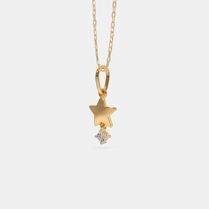Yellow Gold Double Star Lab Grown Diamond Drop Pendant Necklace - Product Image 6