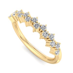 Anillo de boda apilable de lujo en oro rosa con diamantes redondos de talla brillante y piedras múltiples escalonadas, joyería de moda para mujer. - Product Image 3