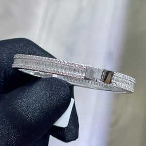 Bracelet jonc unisexe classique et tendance, diamant Moissanite couleur D VVS, plaqué or, argent 925, passe le testeur de diamant Dvars Diamond - Product Image 2