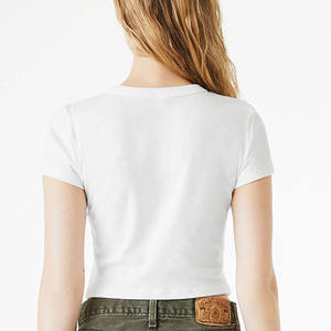 T-shirts courts respirants à manches courtes pour femmes, coupe ample, col rond, 100 % coton, séchage rapide, avec logo personnalisé - Product Image 3