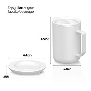 Tazza da Caffè IonMug in Acciaio Inox da 12oz con Coperchio 3.5'' X 3.5'' X 5'' e Sottobicchiere Riscaldante Intelligente - Product Image 5