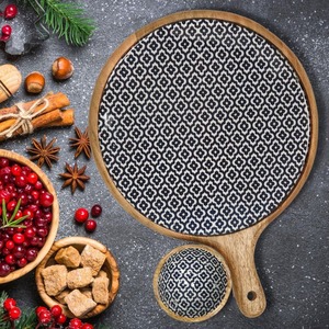 Plateau rond en bois design pour café, restaurant et service à domicile moderne, élégant plateau de présentation alimentaire en provenance d'Inde - Product Image 3