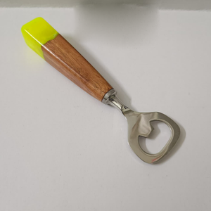 Ouvre-bouteille unique, écologique et durable en bois, résine et acier inoxydable avec poignée, outil de cuisine, accessoire, cadeau - Product Image 5
