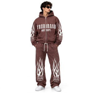 Conjunto de Sudadera con Capucha y Pantalones de Felpa de Algodón Grueso Personalizado para Hombre, con Diseño Gráfico Oversize y Detalles de Chenilla - Product Image 2