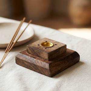 Handcrafted Wooden Bakhoor <b>Burner</b> Hand-Made Sandalwood Incense <b>Burner</b> Geometric Inlay Design Aromatic Holder Religious - Product Image 5