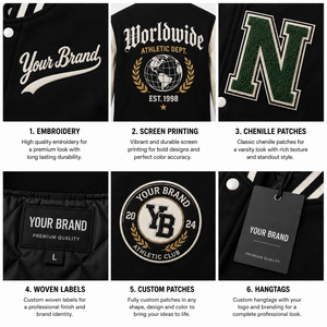 Custom Varsity Letterman <b>Jacket</b> For Men <b>Baseball</b> <b>Bomber</b> <b>Jacket</b> OEM Private Label Streetwear Apparel Manufacturer - Product Image 5